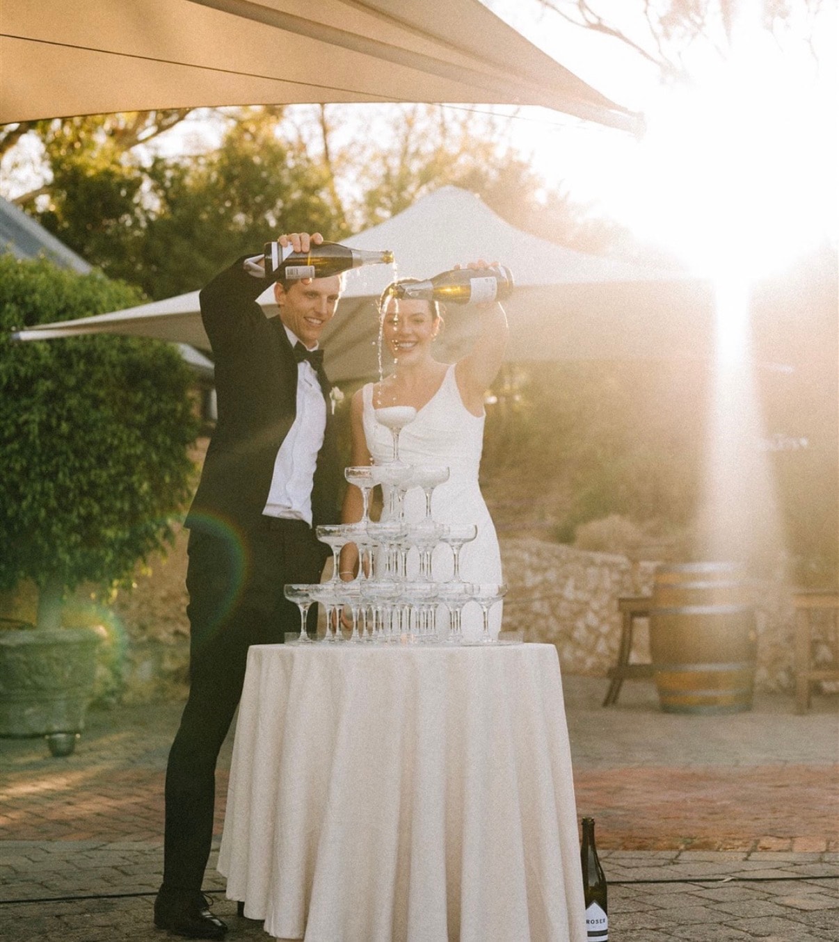 Wedding place settings with crystal glassware